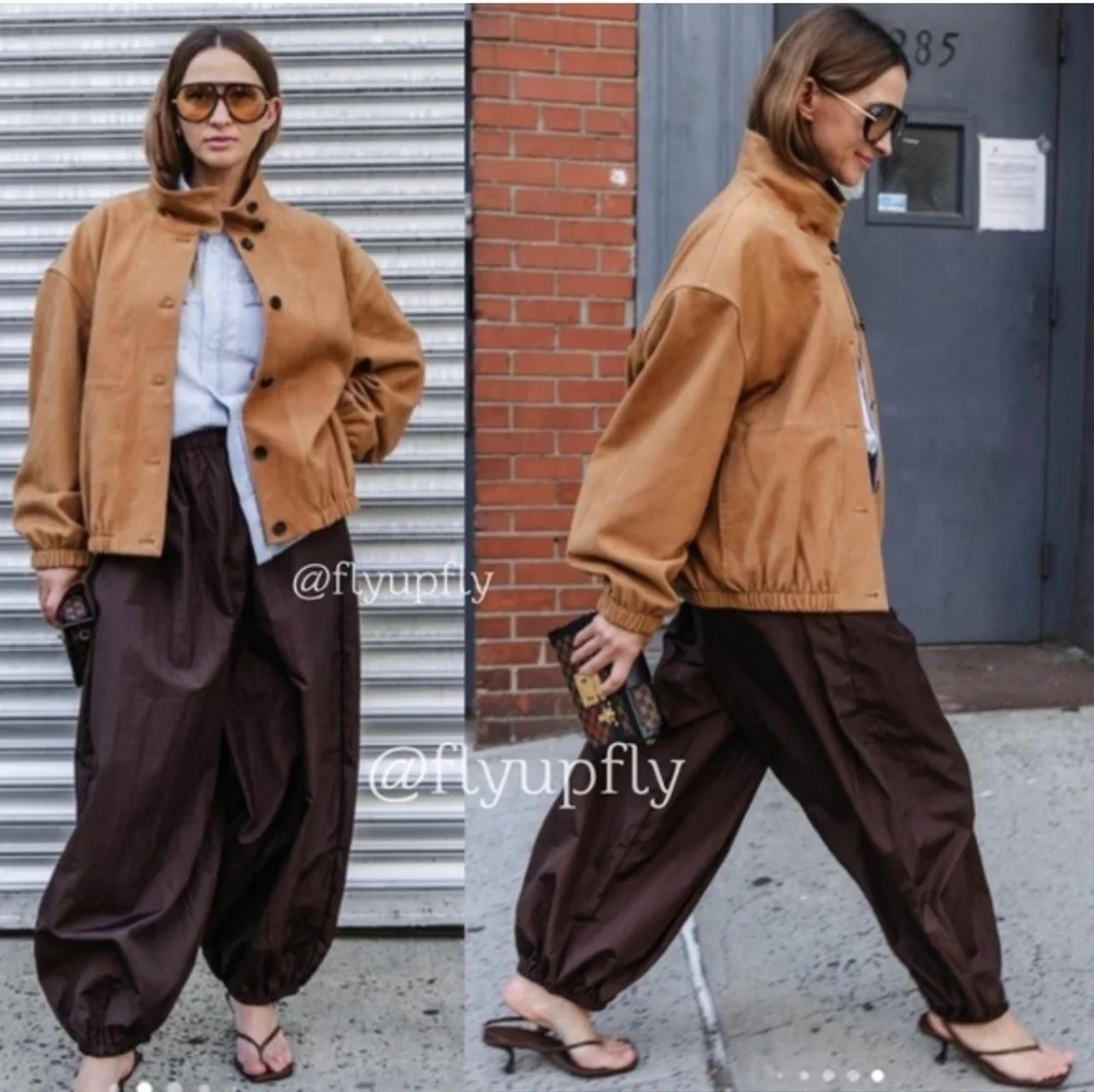 Zara Balloon Pants Brown Nylon Size XS M